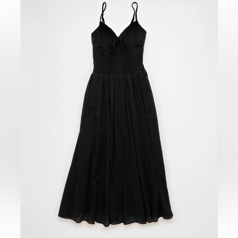AE V-Neck Smocked Bodice Midi Dress